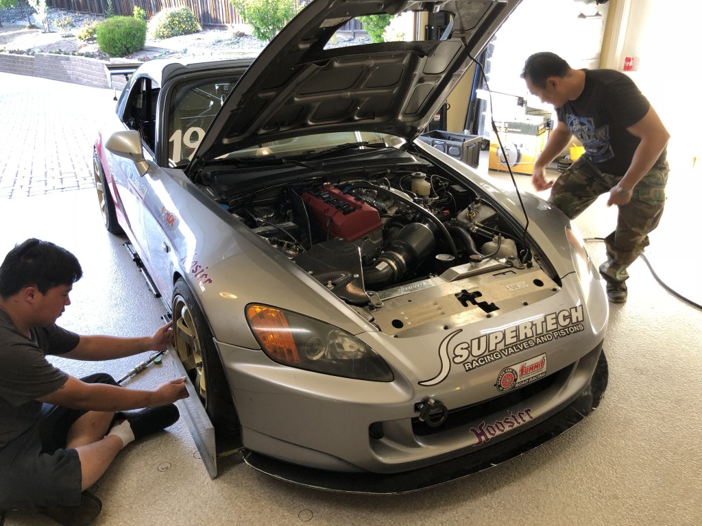 After hours of hard work on both Saturday and Sunday, the new engine was in the S2000 and the team was ready for SCCA at Buttonwillow